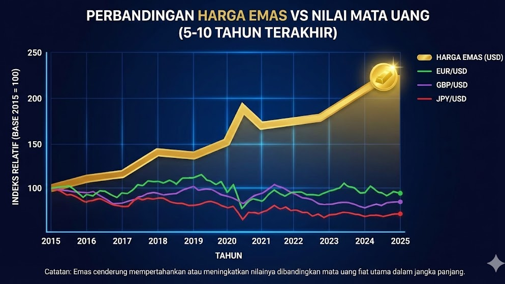 Grafik harga emas vs inflasi global